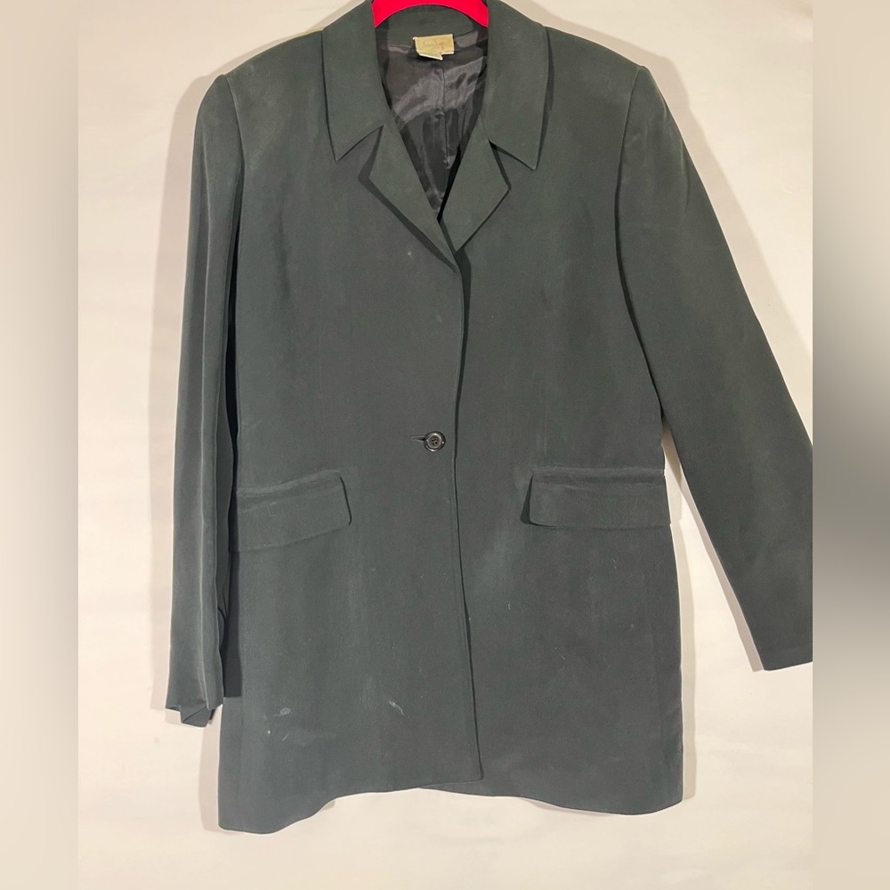 VTG 100% SILK NEIMAN MARCUS BLACK BLAZER WOMEN SZ 12 PREOWNED‎